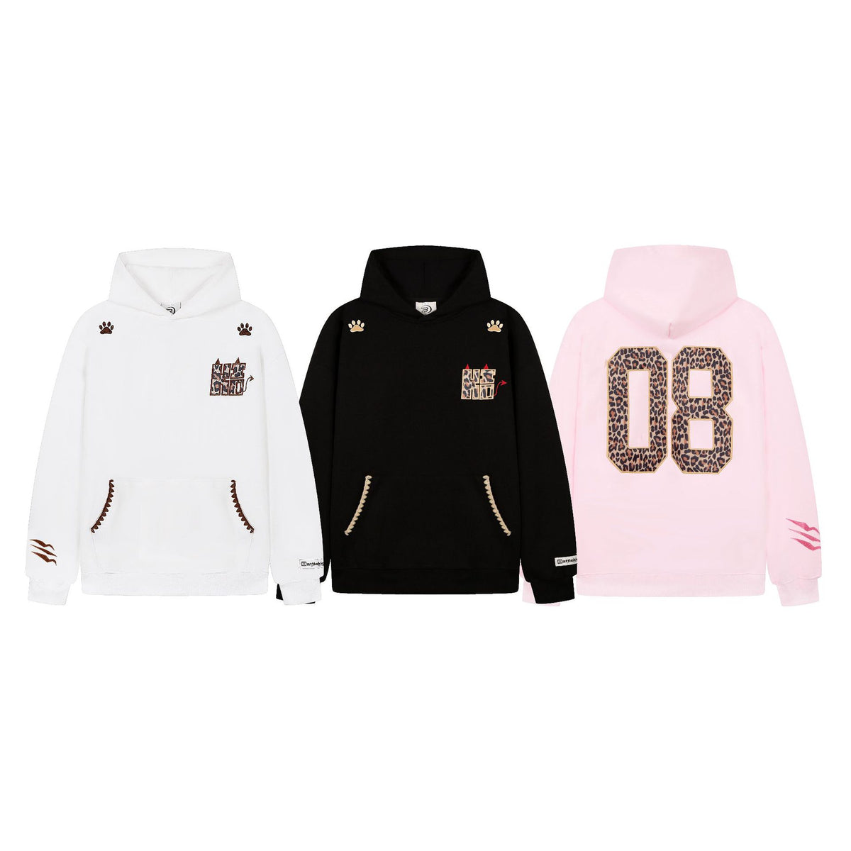 Leopard Print Number Patch Drop Shoulder Oversized Casual Hooded Pullover Sweatshirt for Women
