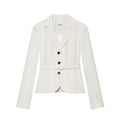 Single breasted striped lapel suit jacket for women