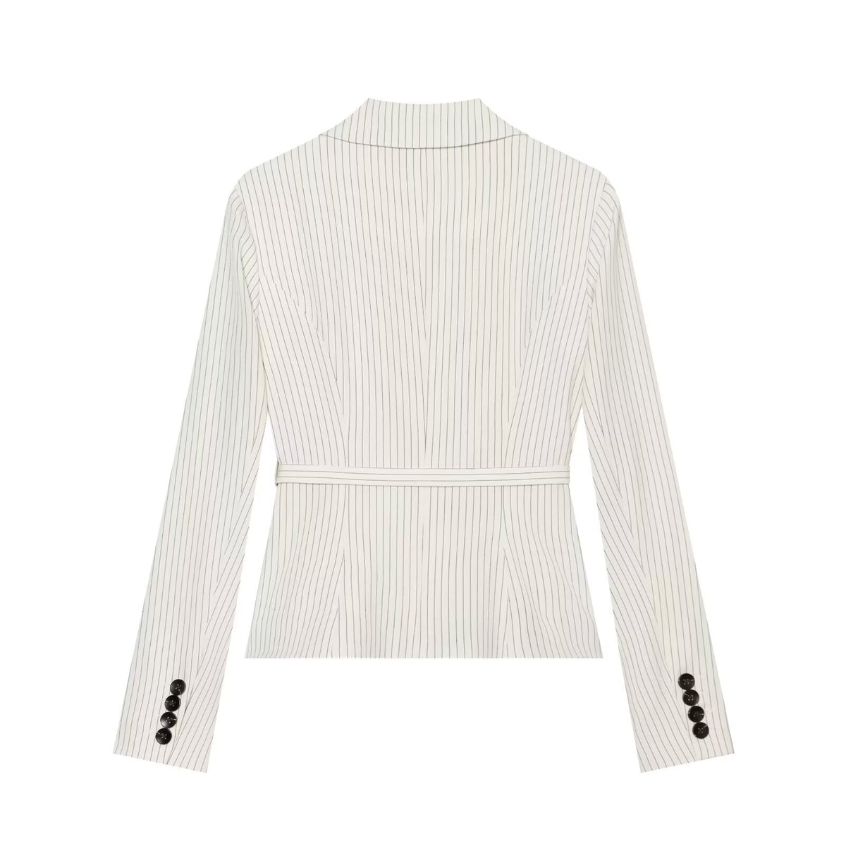 Single breasted striped lapel suit jacket for women