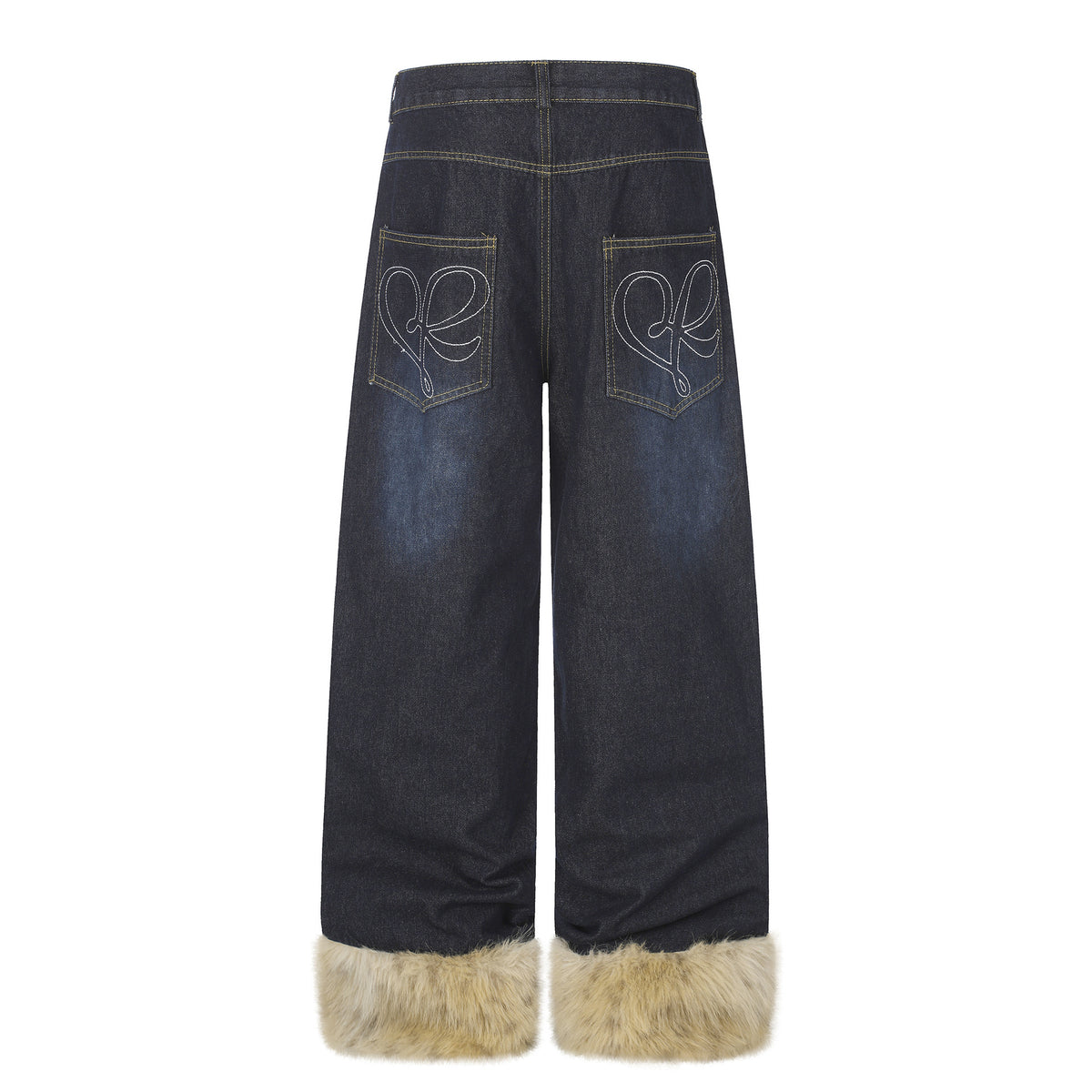 Jeans a Gamba Larga Vita Alta Distressed con Rivetti – Donna