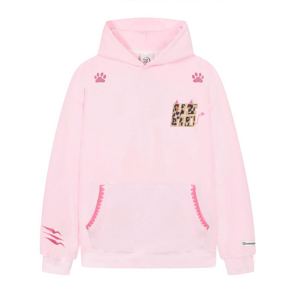 Leopard Print Number Patch Drop Shoulder Oversized Casual Hooded Pullover Sweatshirt for Women