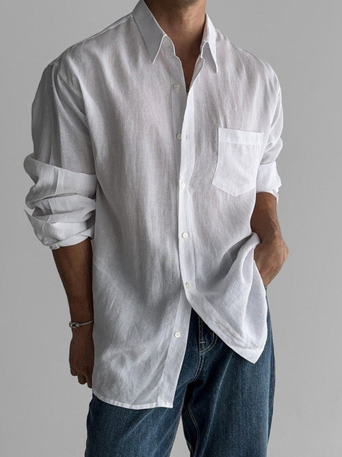 Camicia Uomo Manica Lunga in Lino e Cotone – Stile Business Casual